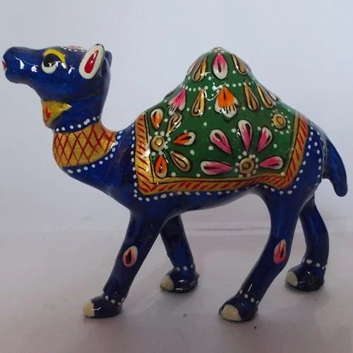 Metal Meena Camel Statue, For Home Decoration & Gift, Size: 5 Inch