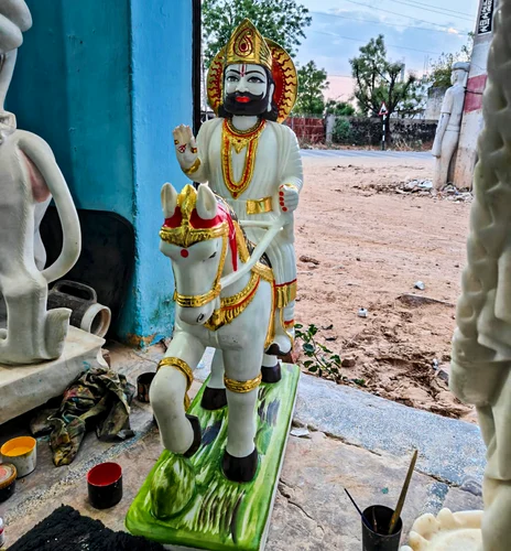 White 36inch Ramdev Marble Statue