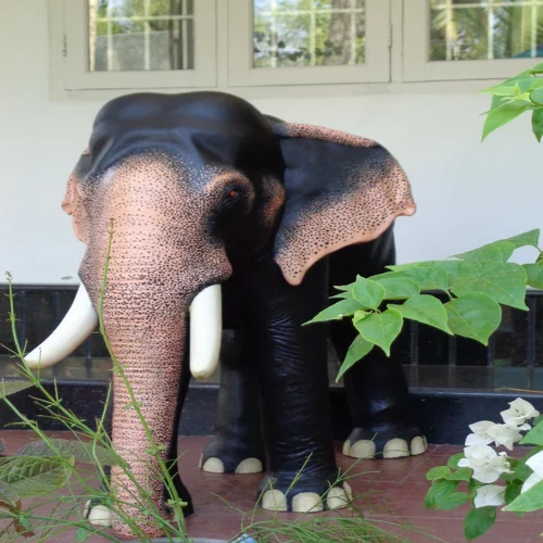 Brown Fiber Glass Statue Of Elephant, For Interior Decor