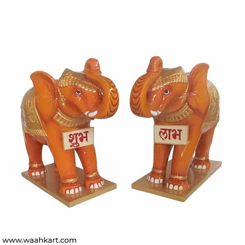 FRP Golden Welcome Elephant Pair Statue