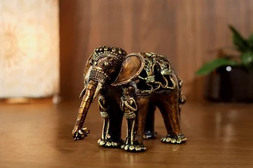 Dhokra Brass Elephant Figurine for Home Office Table Hotels Resorts