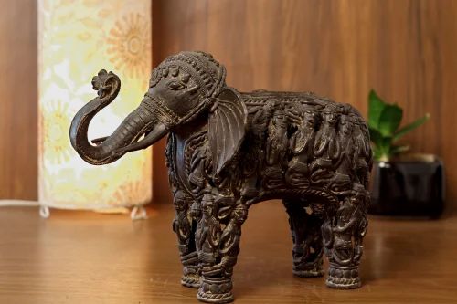 Dhokra Brass Elephant Figurine for Home Table Office Home Office
