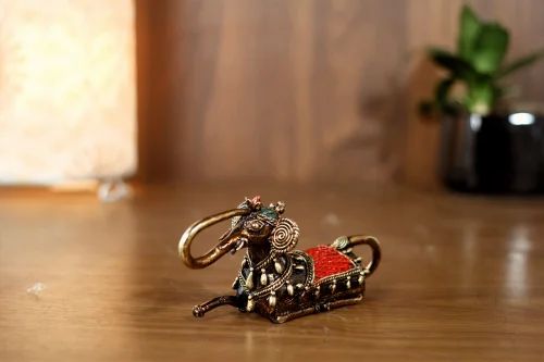 Dhokra Brass Front Leg Elephant Showpiece for Home Office Table Hotels Resorts