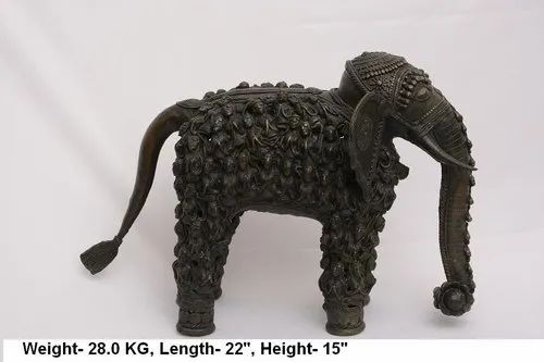 Brown Brass Figure Elephent, For Interior Decor, Size/Dimension: Height-15",Length-22"