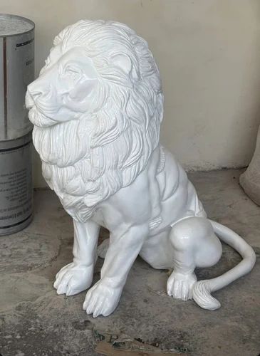 Glossy Sitting Lion Statue - Fiber (Indoor/Outdoor) for Gate Garden Hotel Resort Decor