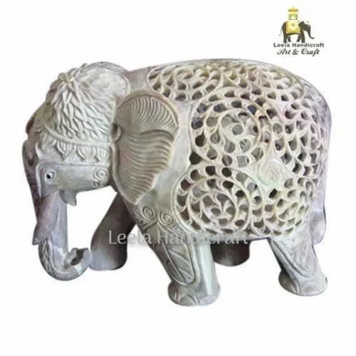 White Soap Stone Simple Elephant Statue, For Interior Decor, Size/Dimension: 4"inch