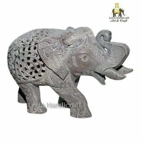 Stone Salute Elephant Statue, For Interior Decor