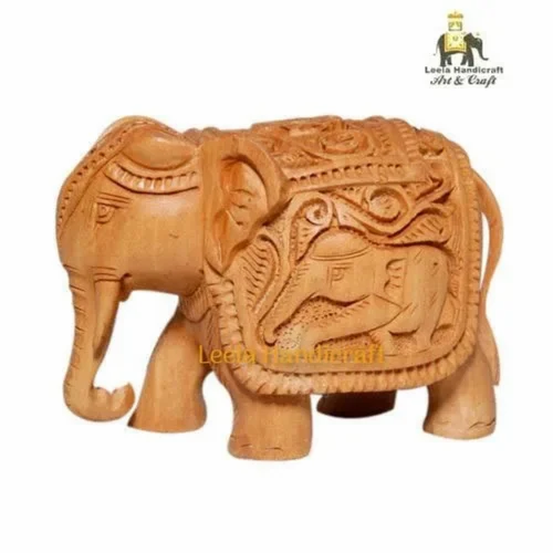 Wooden Designer Elephant Statue, For Everywhere, Size: 5" Inch