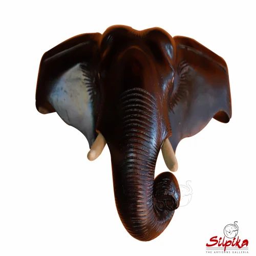Silpika Elephant Head Pair in Wood