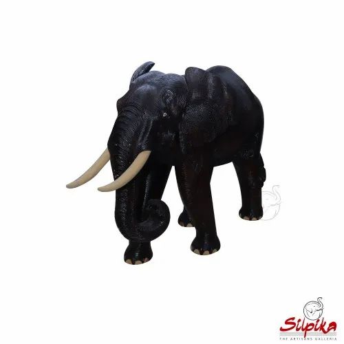 Brownish Black Silpika African Wooden Elephant, For Interior Decor