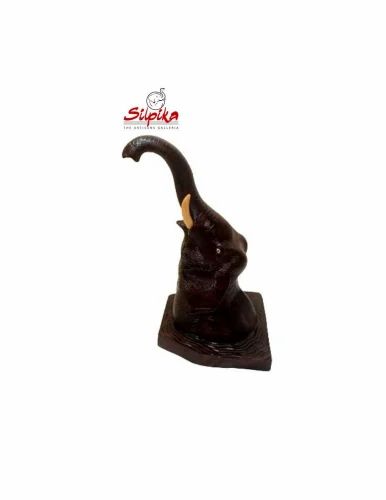 Black Wooden Silpika Elephant Head Washing Statue, For Interior Decor