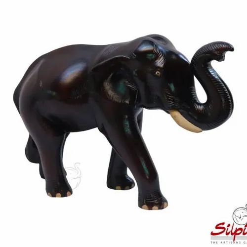 Silpika Black Wooden Elephant Showpiece, For Home Decor