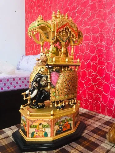 Hand Painted Elephant Showpiece Figurine, For Interior Decor