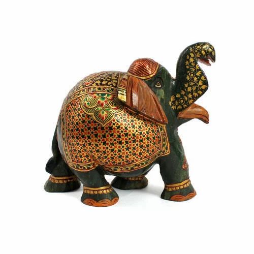 Elephant Meenakari Golden Statue, Height: 15 inch