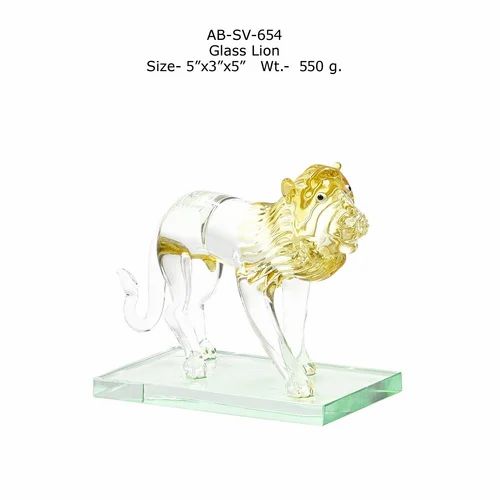 AB-SV-654 Glass Lion Pair, For Interior Decor, Size/Dimension: 5"x3"5"