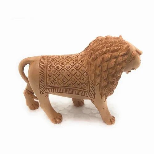Natural wood Wooden Lion Statue, For Promotional Use, Size/Dimension: 3inch