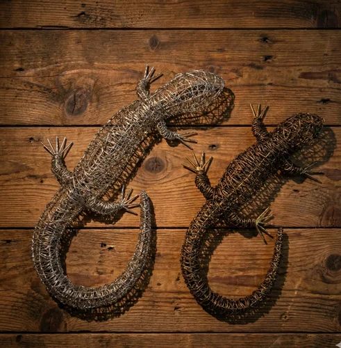 Metal VH-034 Lizard Pair Statue Home Decoration Pieces