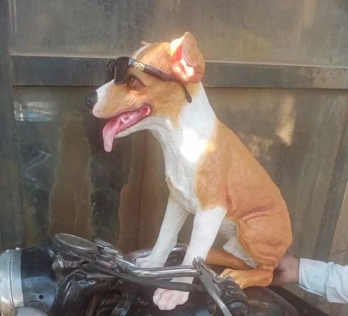 Outdoor Sitting Fiber Dog Statue (24" H) for Gate Decor
