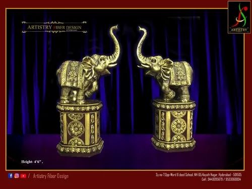 Golden Fiber Elephant Base Doli for Wedding