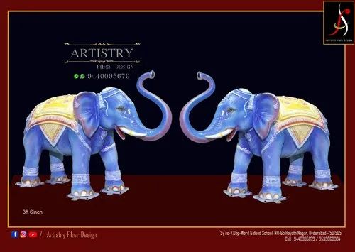 Fiber Wedding Elephant Statue, For Decoration, Size: 3.6 Feet