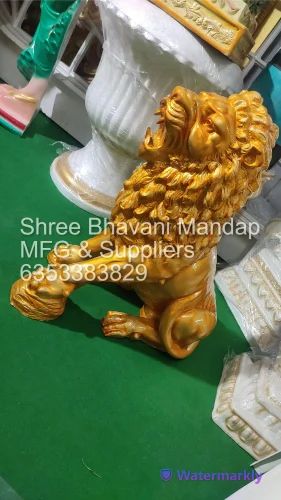 Fiber Lion Golden Statue , Animal Statue, For Exterior Decor