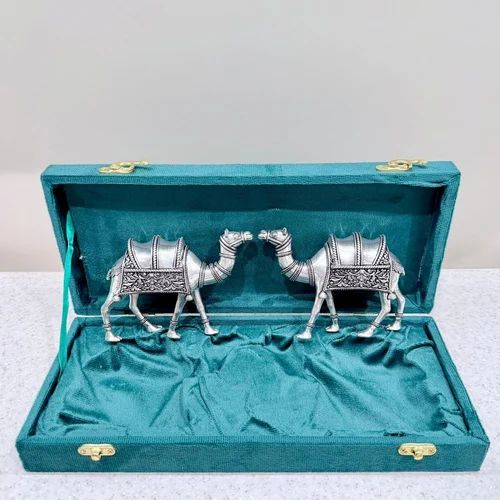 Fine Work Camel Pair (BIG) in Real Silver Plating with Velvet Box Packing - C
