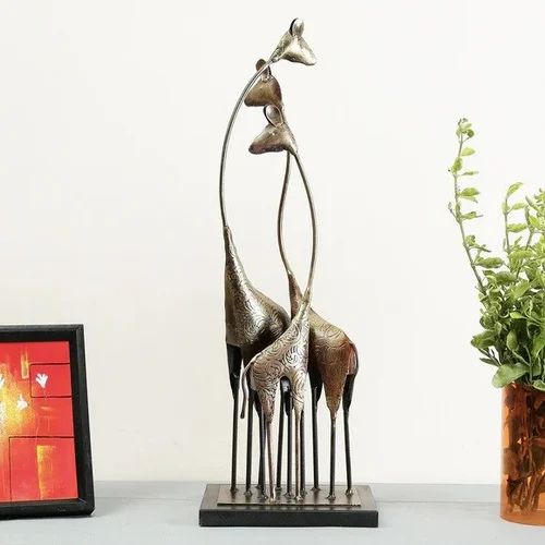 Antique Metal Giraffe Statue, For Interior Decor