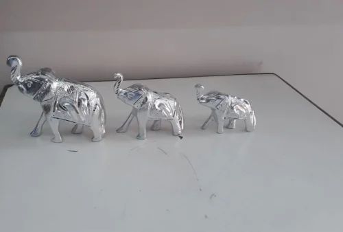 Wooden Silver Meenakari Elephant, For Interior Decor