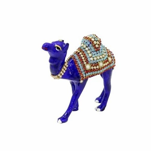 Blue Metal Stone Studded Decorative Camel