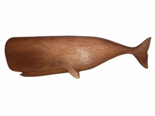 Brown Wooden Fish Shaped Mango Wood Sculpture, For Restaurants