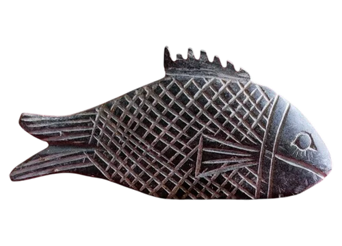 Stone 9 Inch Black Fish Statue