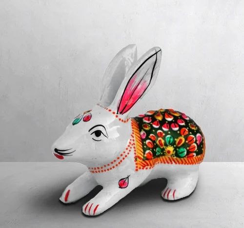 White Metal Meenakari Hand Work Rabit, for Home Decoration