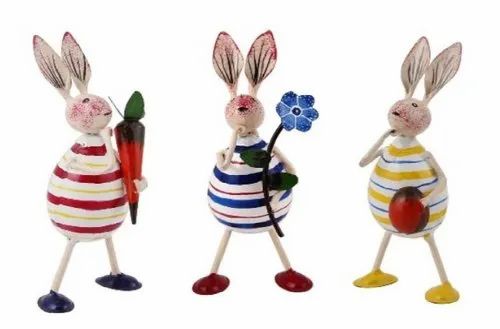 Iron Rabbit Statue Set