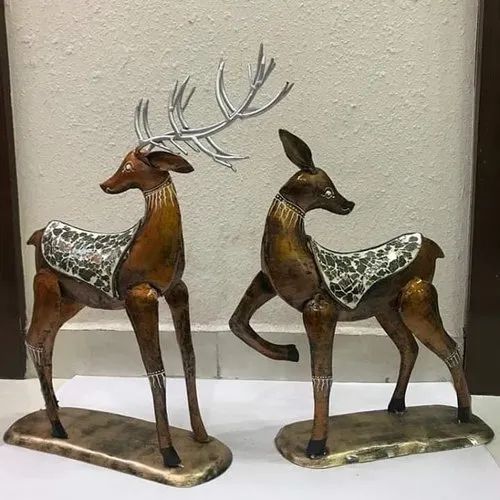 18" Brown Iron Deer Set, For Interior Decor, Box