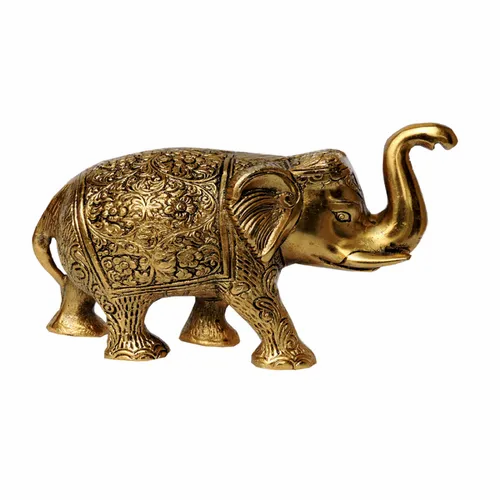 Arihantt Gold Plated Brass Elephant Statue