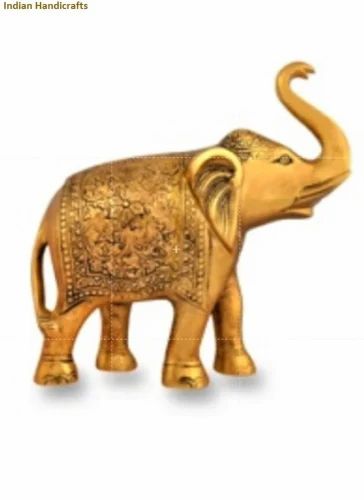 Golden Aluminum Gold Plated Decorative Elephant Statue For Decoration, For Interior Decor