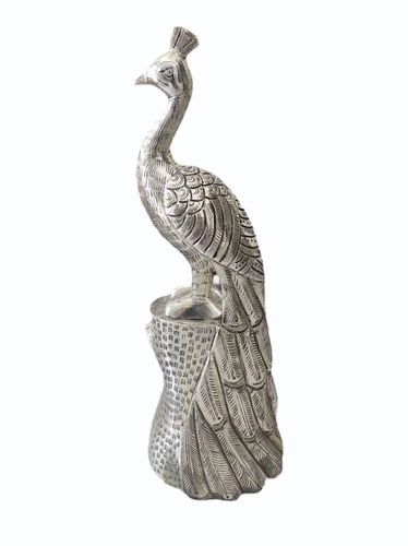 Silver Peacock Statue