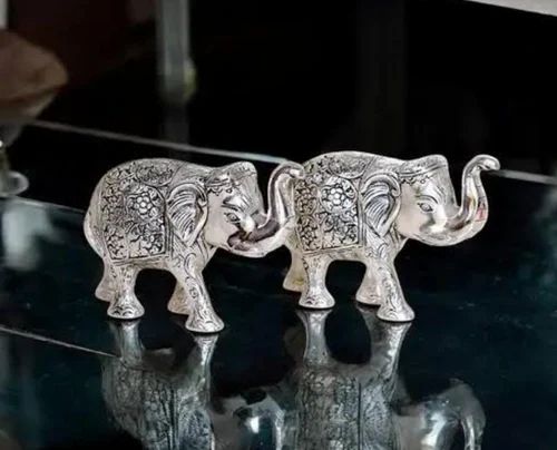 White metal hathi set