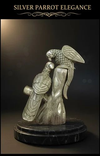 Silver Parrot Sculpture
