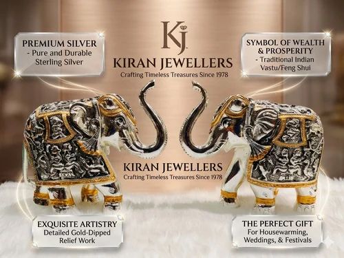 Matte Silver Plated Elephant Statue (7 inches)