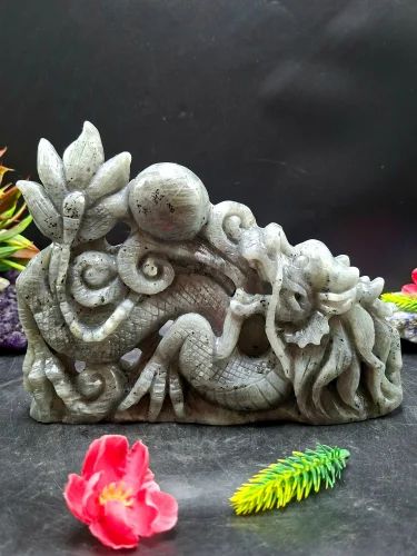Orange Labradorite Dragon Figurine