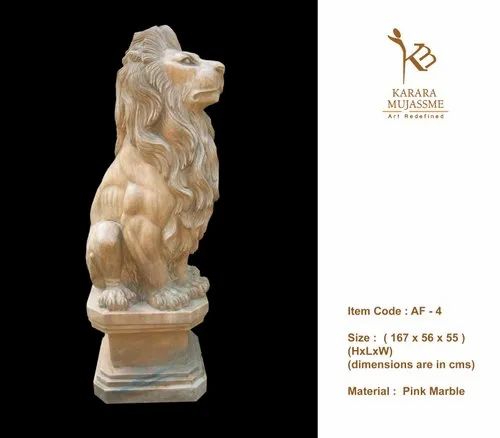 Lion Brown Marble Stone Animal Figure, For Interior Decor, Size/Dimension: 167 X 56 X 55