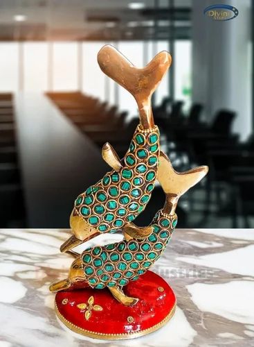 Brass Dolphine Fish Pair Statue