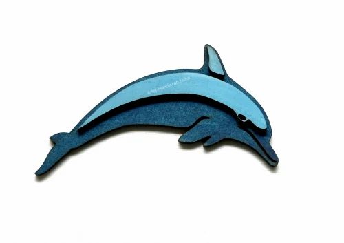 Multicolor 3D Wooden Dolphin ., For Decoration, Size: 4 Inch
