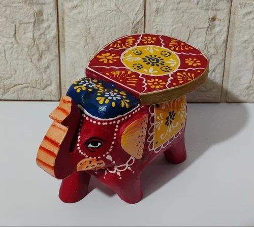 Mango Wood Multicolor Wooden Painted Elephant