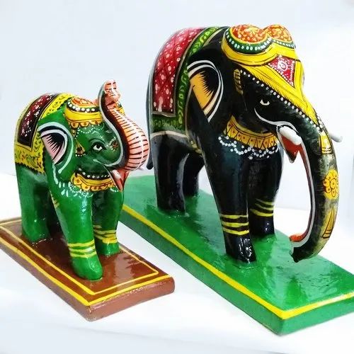 Multicolor Hnadpainted Wooden Elephnat, For Home Decor, 1 Pc Elephant