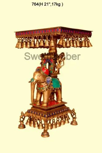Brass Side Table / Brass Elephant Stand