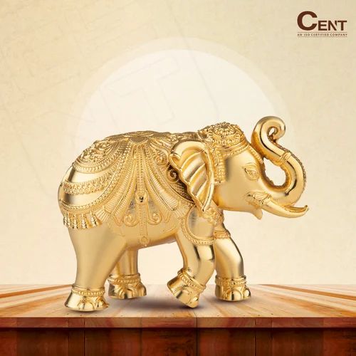 Brass Golden Elephant Idol