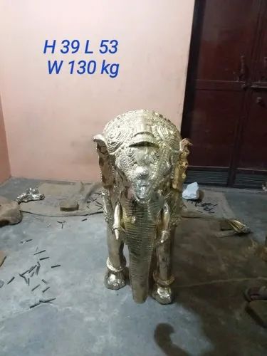 Golden Brass Elephant Statues, For Interior Decor