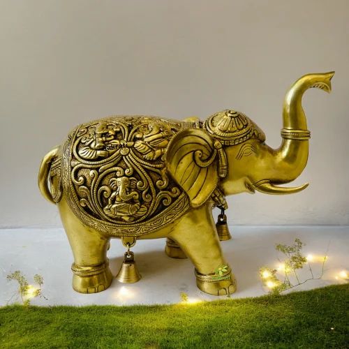Brass Elephant Figurine with yellow finishing for Home decoration Gifts items High Quality Gift